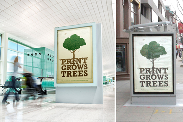 Transit ads strategically placed throughout Washington, DC, drove thousands of visitors to the "Print Grows Trees" website, netted more than 60 inquiries, and reached 54% of the city's adult population an average of 4.3 times during the campaign's first five-week flight.